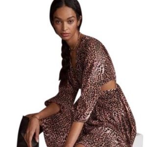 Anthropologie Ranna Gill Leopard Cut Out Puff Dress Dress, XXS